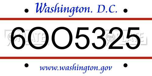 6OO5325 District Of Columbia License Plate