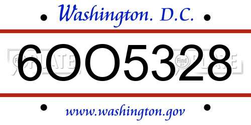6OO5328 District Of Columbia License Plate