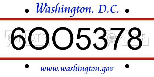 6OO5378 District Of Columbia License Plate