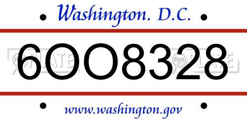 6OO8328 District Of Columbia License Plate