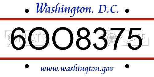 6OO8375 District Of Columbia License Plate