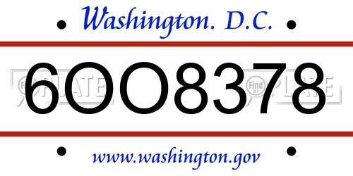 6OO8378 District Of Columbia License Plate