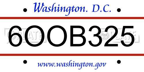 6OOB325 District Of Columbia License Plate