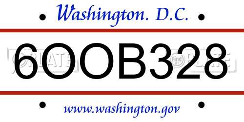 6OOB328 District Of Columbia License Plate
