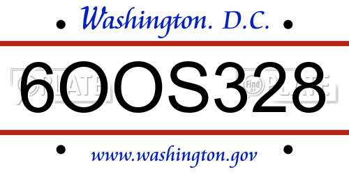 6OOS328 District Of Columbia License Plate