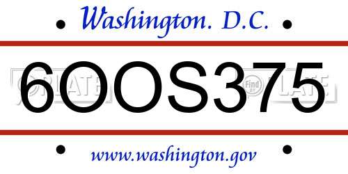 6OOS375 District Of Columbia License Plate