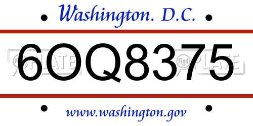6OQ8375 District Of Columbia License Plate