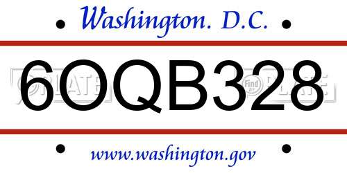 6OQB328 District Of Columbia License Plate