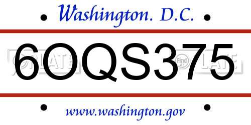 6OQS375 District Of Columbia License Plate