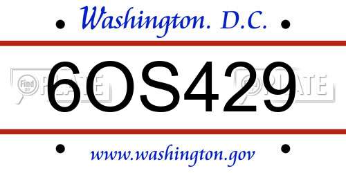 6OS429 District Of Columbia License Plate
