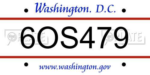 6OS479 District Of Columbia License Plate