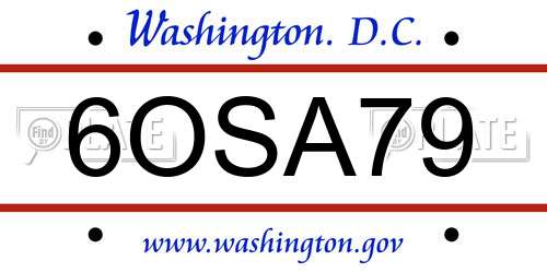 6OSA79 District Of Columbia License Plate