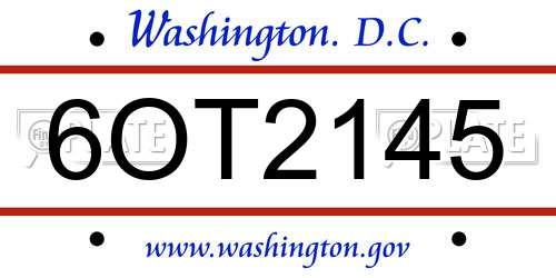 6OT2145 District Of Columbia License Plate