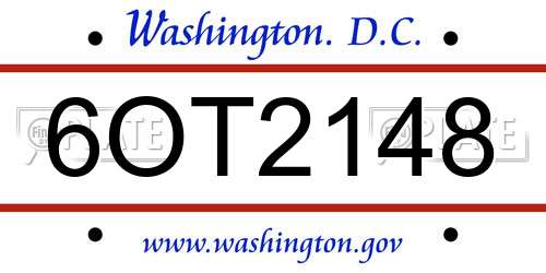 6OT2148 District Of Columbia License Plate