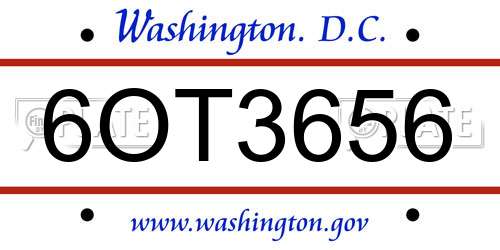 6OT3656 District Of Columbia License Plate