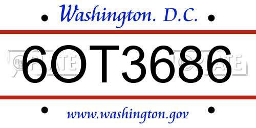 6OT3686 District Of Columbia License Plate