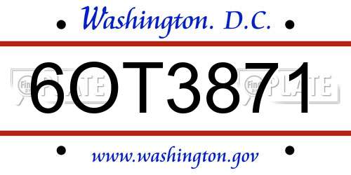 6OT3871 District Of Columbia License Plate