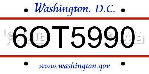 6OT5990 District Of Columbia License Plate