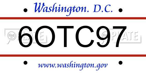 6OTC97 District Of Columbia License Plate