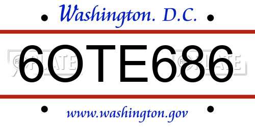 6OTE686 District Of Columbia License Plate