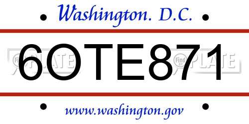 6OTE871 District Of Columbia License Plate