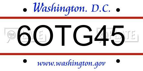 6OTG45 District Of Columbia License Plate