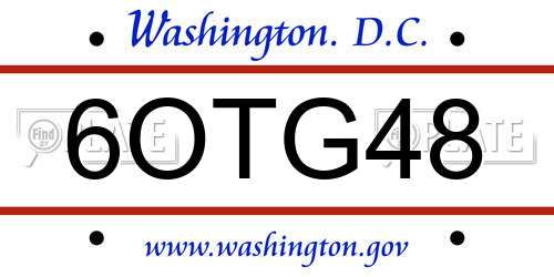 6OTG48 District Of Columbia License Plate