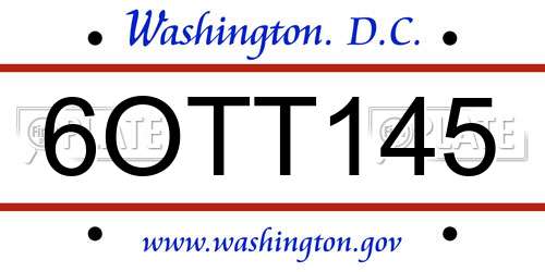 6OTT145 District Of Columbia License Plate