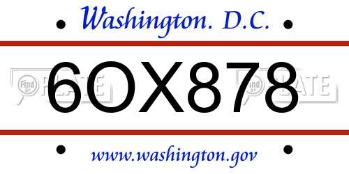 6OX878 District Of Columbia License Plate