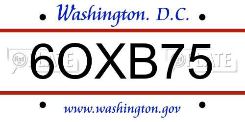 6OXB75 District Of Columbia License Plate