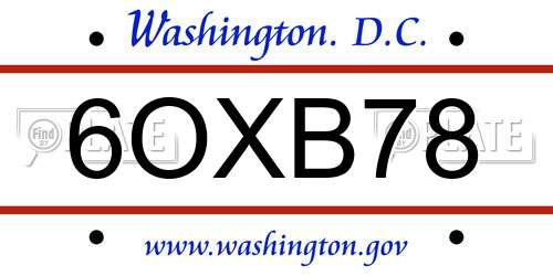 6OXB78 District Of Columbia License Plate
