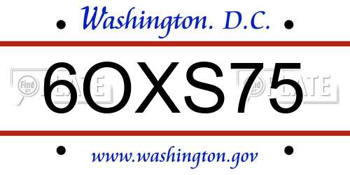 6OXS75 District Of Columbia License Plate