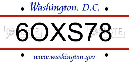 6OXS78 District Of Columbia License Plate
