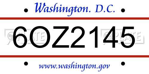 6OZ2145 District Of Columbia License Plate