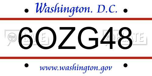 6OZG48 District Of Columbia License Plate
