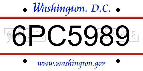 6PC5989 District Of Columbia License Plate