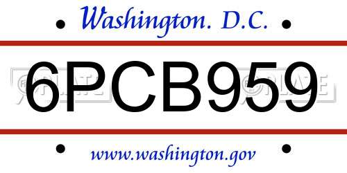 6PCB959 District Of Columbia License Plate