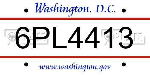6PL4413 District Of Columbia License Plate