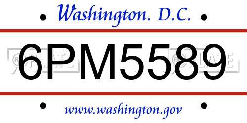 6PM5589 District Of Columbia License Plate
