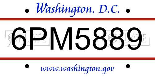 6PM5889 District Of Columbia License Plate