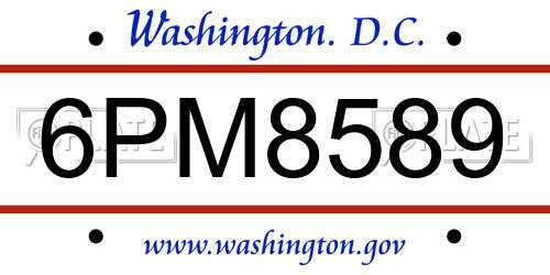 6PM8589 District Of Columbia License Plate