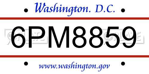 6PM8859 District Of Columbia License Plate