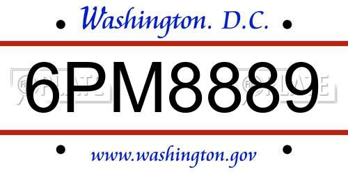 6PM8889 District Of Columbia License Plate
