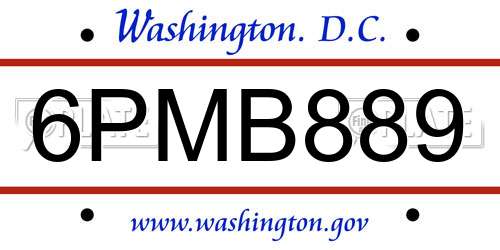 6PMB889 District Of Columbia License Plate