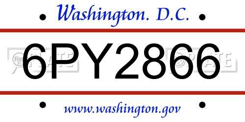 6PY2866 District Of Columbia License Plate