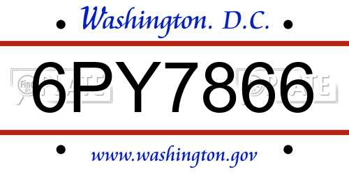6PY7866 District Of Columbia License Plate
