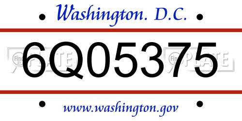 6Q05375 District Of Columbia License Plate