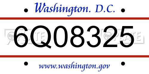 6Q08325 District Of Columbia License Plate