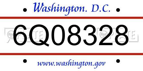 6Q08328 District Of Columbia License Plate