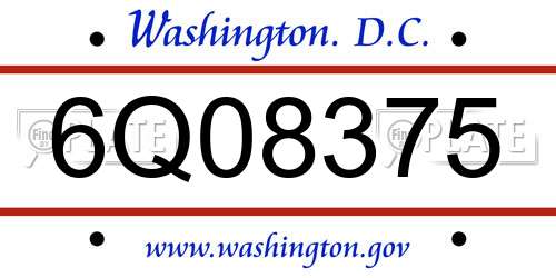 6Q08375 District Of Columbia License Plate